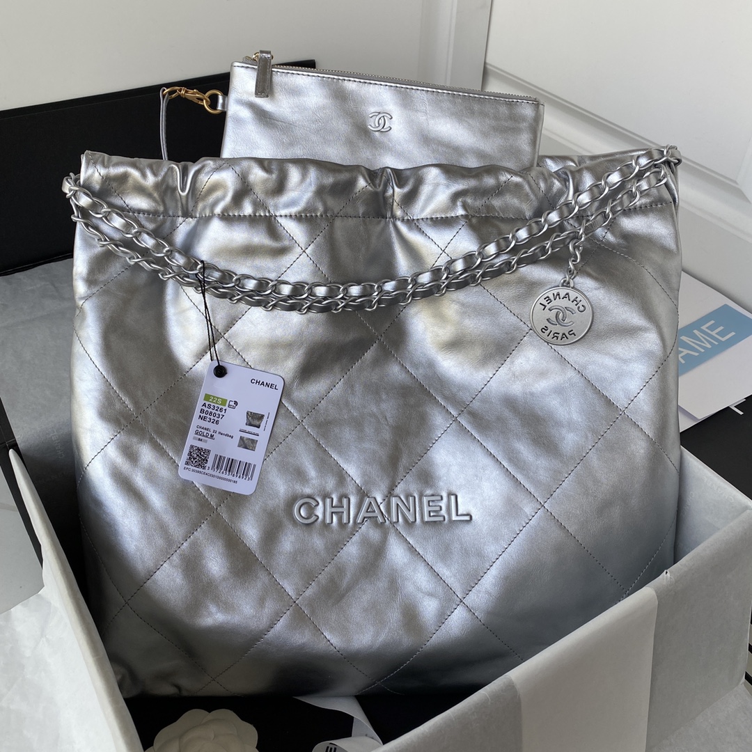 Calfskin 22 Handbag Shoulder Bag AS3261 Silver